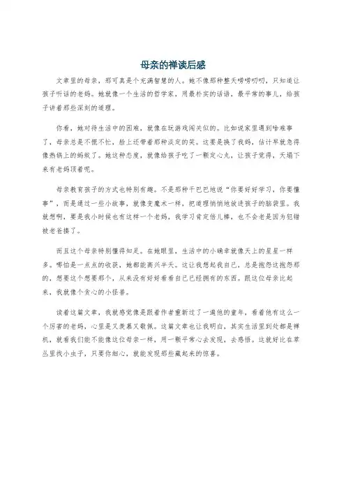 母亲的禅读后感