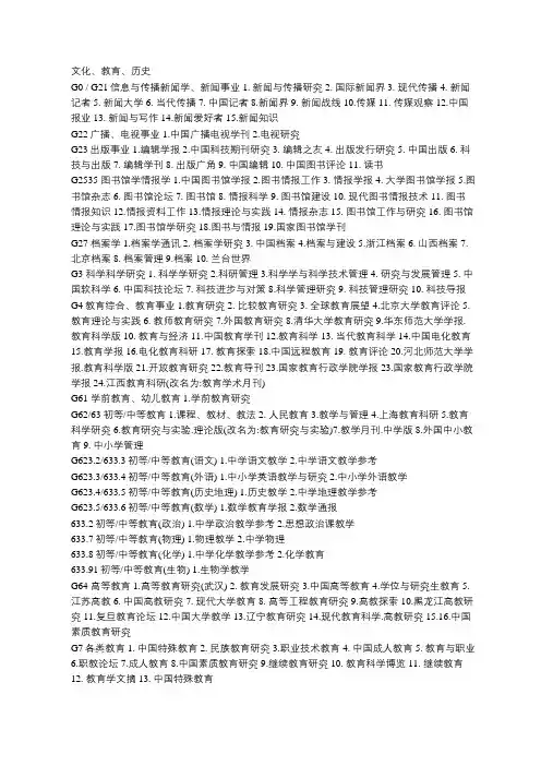 中文核心期刊目录G类