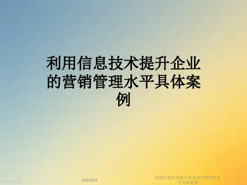 利用信息技术提升企业的营销管理水平具体案例