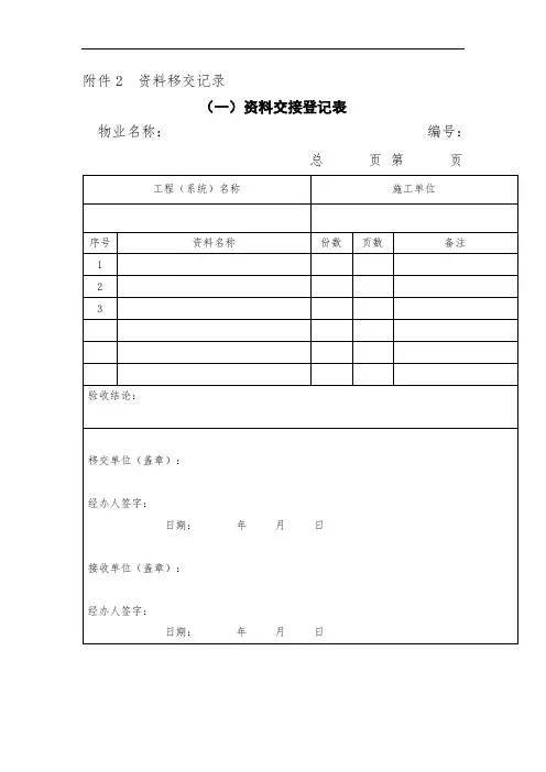 资料交接明细表