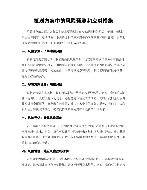 策划方案中的风险预测和应对措施
