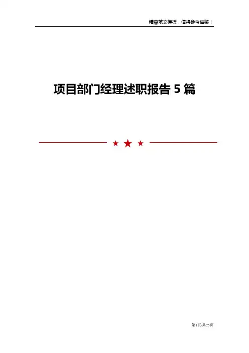 项目部门经理述职报告5篇