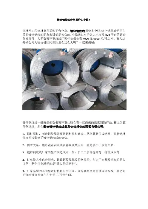 镀锌钢绞线价格报价多少钱？