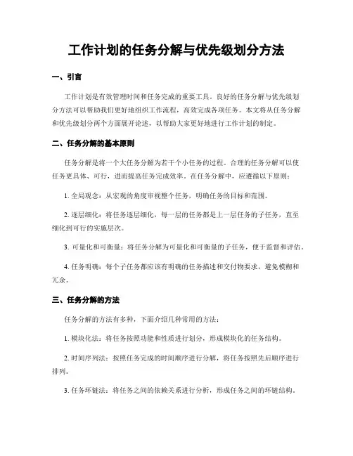 工作计划的任务分解与优先级划分方法
