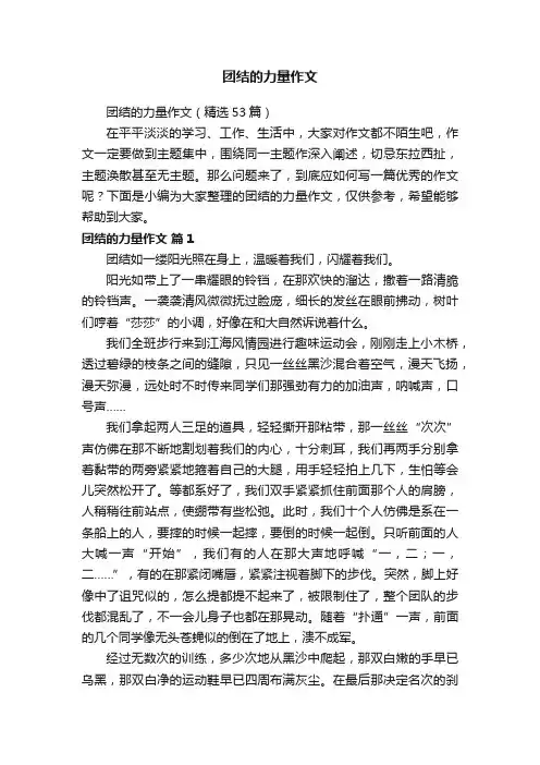 团结的力量作文（精选53篇）