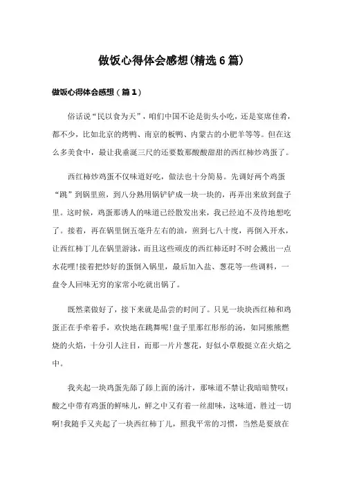 做饭心得体会感想(精选6篇)