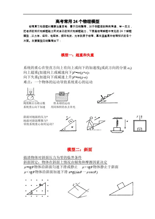 高考常用24个物理模型完整版.doc
