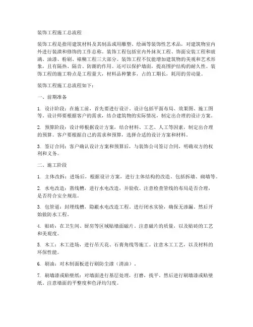 装饰工程施工总流程