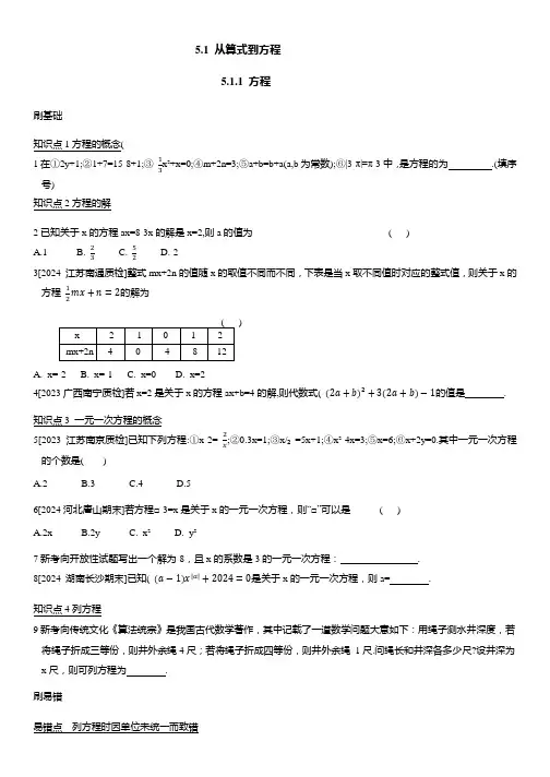 5.1 从算式到方程  练习 2024—2025学年人教版数学七年级上册