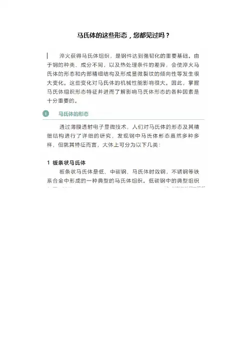 马氏体的这些形态，您都见过吗？
