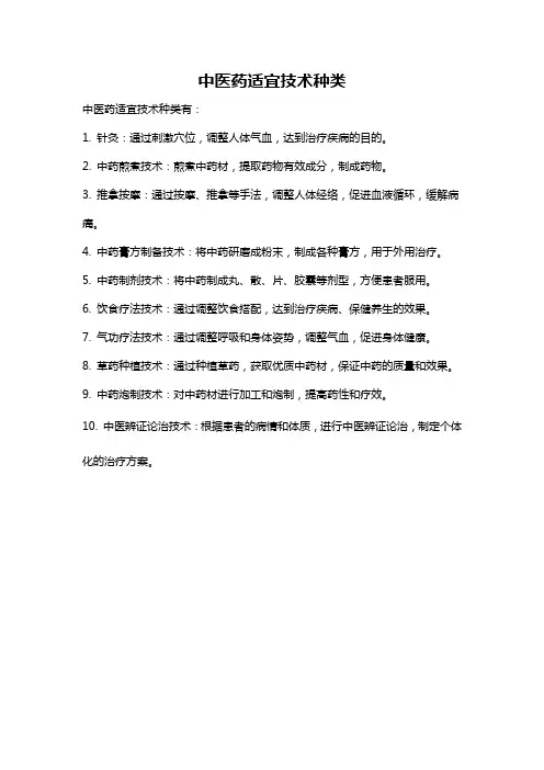中医药适宜技术种类