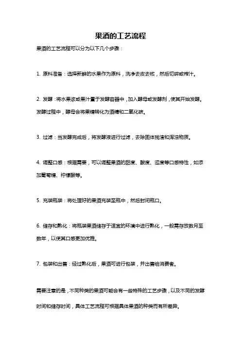 果酒的工艺流程