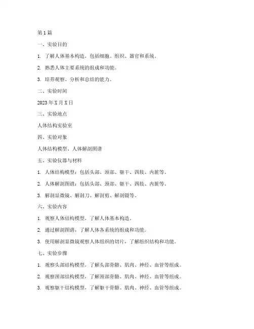 认识人体构造实验报告(3篇)