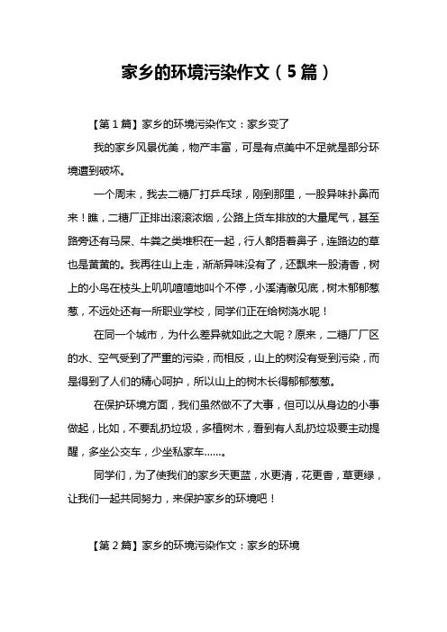 家乡的环境污染作文5篇