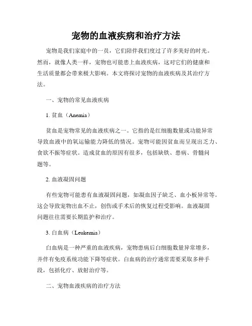 宠物的血液疾病和治疗方法