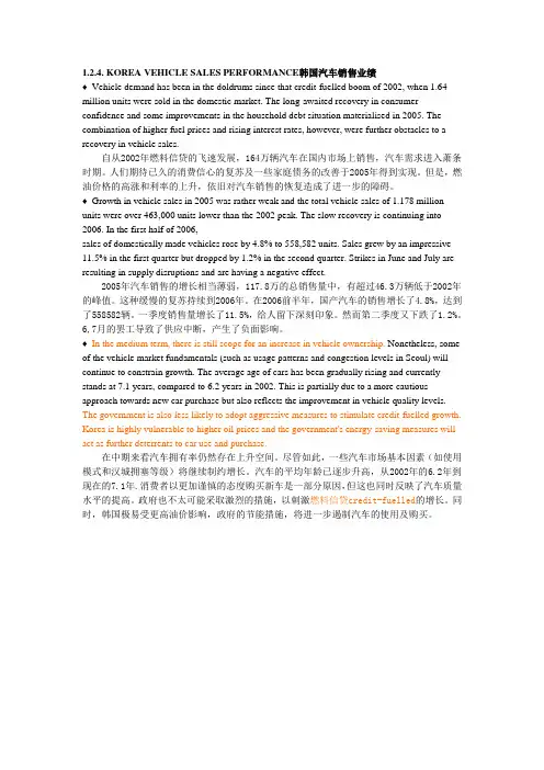 汽车行业翻译对照