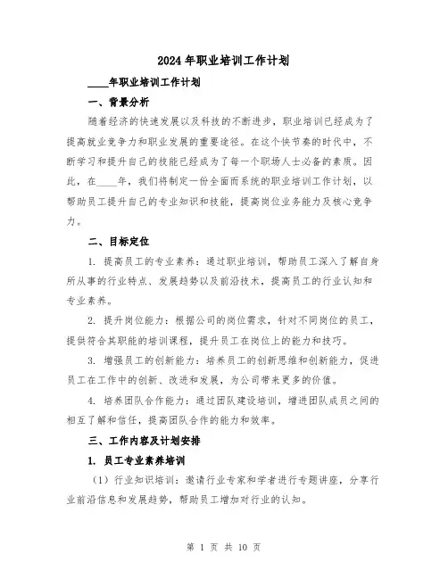 2024年职业培训工作计划（3篇）