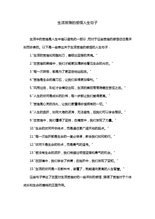 生活苦难的感悟人生句子