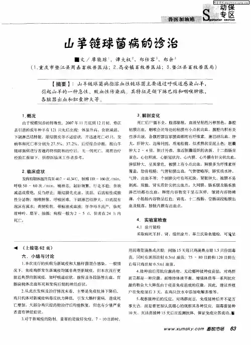 山羊链球菌病的诊治