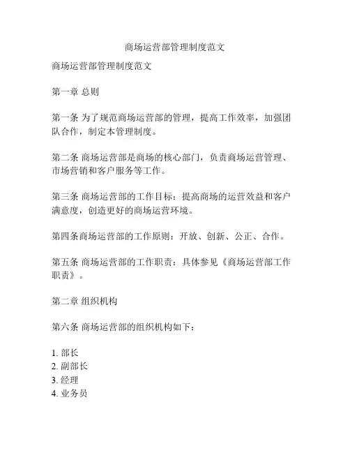 商场运营部管理制度范文