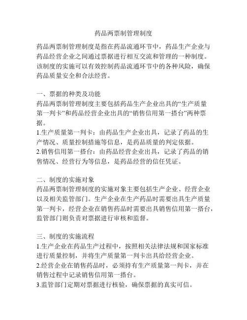 药品两票制管理制度