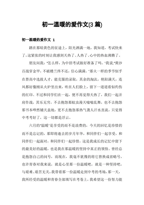 初一温暖的爱作文(3篇)