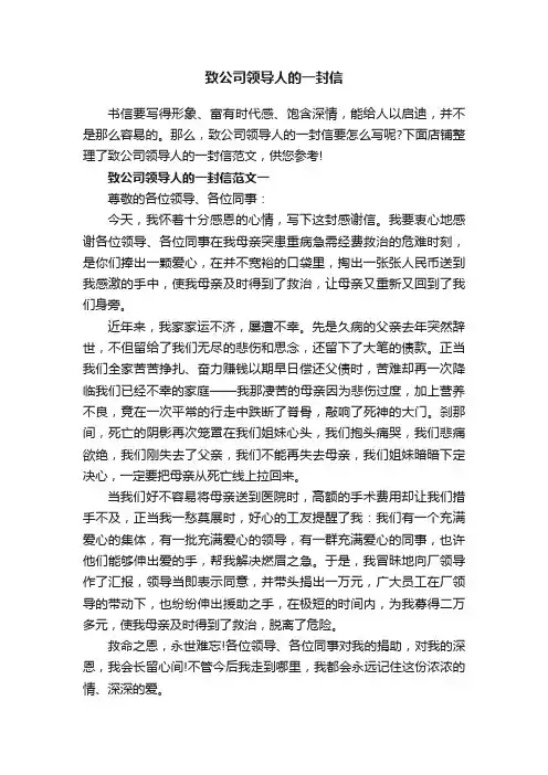 致公司领导人的一封信