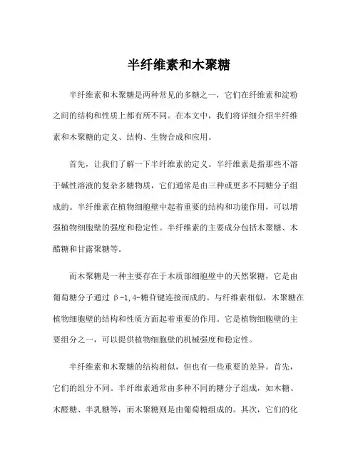 半纤维素和木聚糖