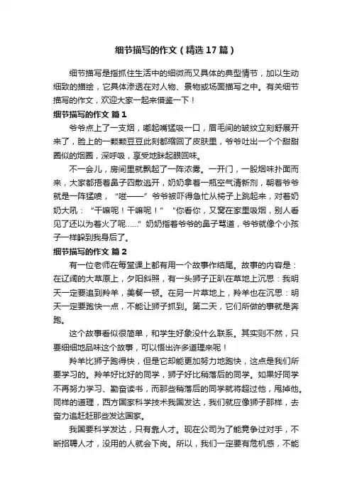 细节描写的作文（精选17篇）