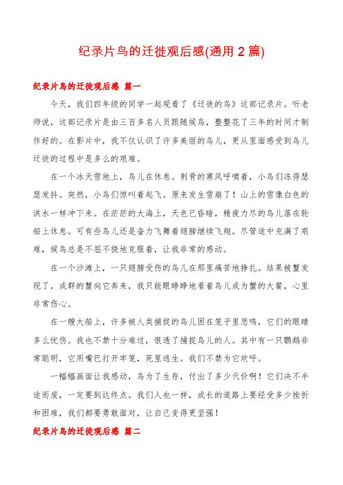 纪录片鸟的迁徙观后感(通用2篇)