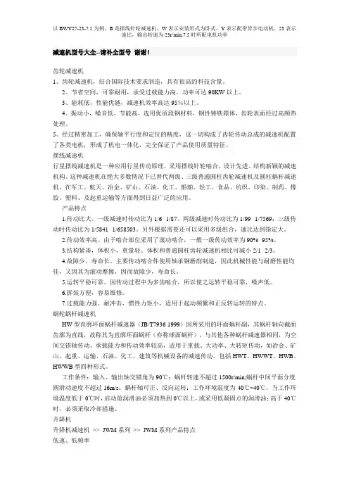 减速机型号大全
