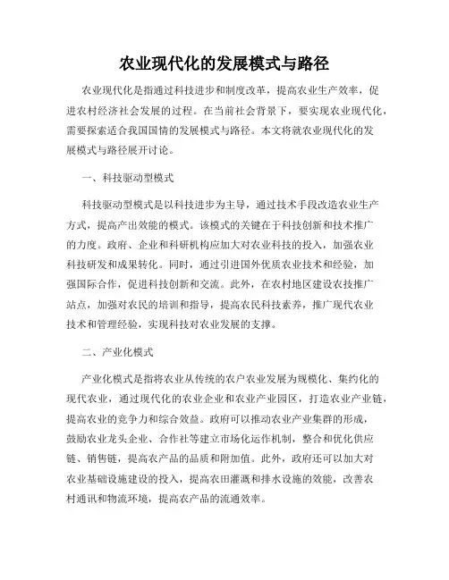 农业现代化的发展模式与路径