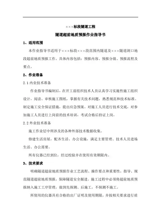 隧道超前地质预报作业指导书