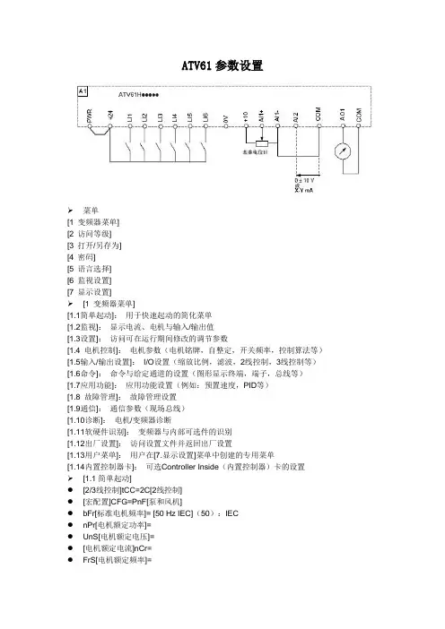 施耐德ATV61参数设置