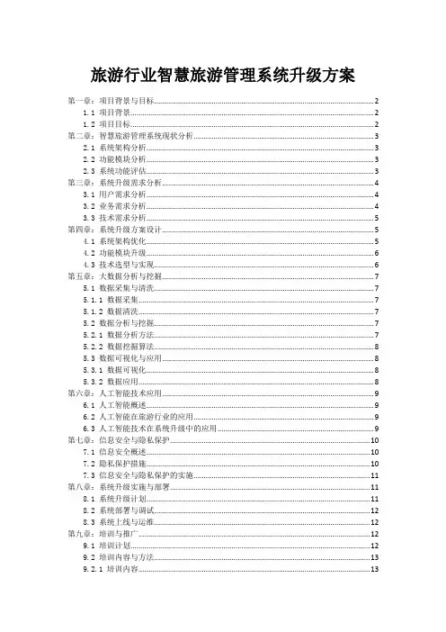 旅游行业智慧旅游管理系统升级方案