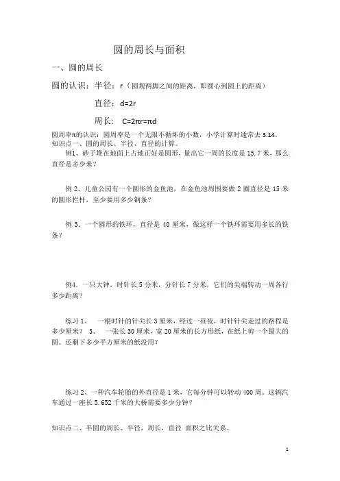 六年级圆的周长与面积易错题