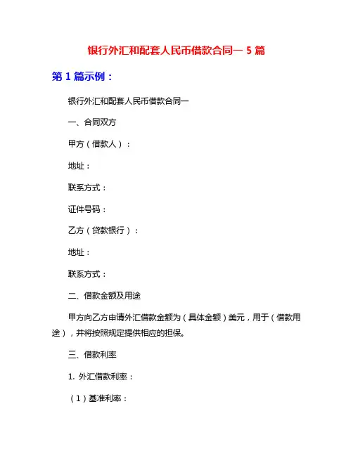 银行外汇和配套人民币借款合同一5篇