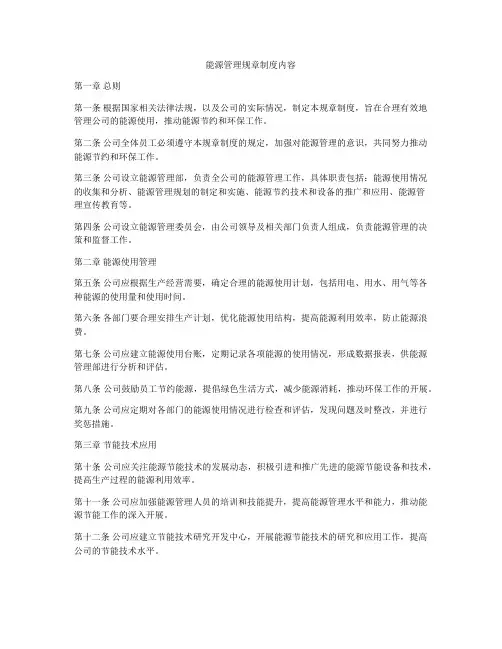 能源管理规章制度内容