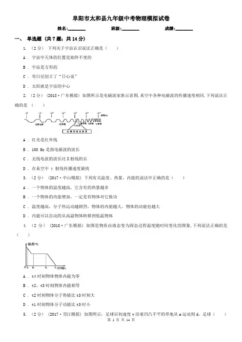 阜阳市太和县九年级中考物理模拟试卷