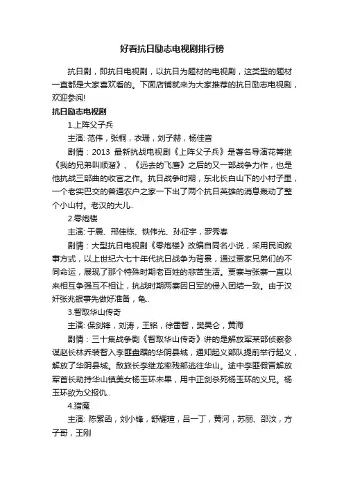 好看抗日励志电视剧排行榜