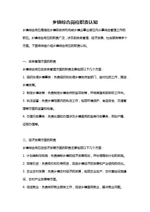 乡镇综合岗位职责认知