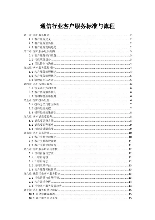 通信行业客户服务标准与流程