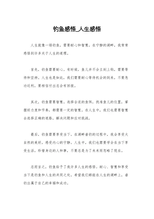 钓鱼感悟_人生感悟