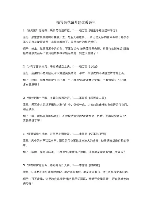 描写荷花盛开的优美诗句