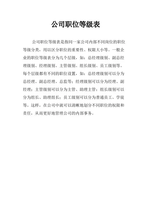 公司职位等级表