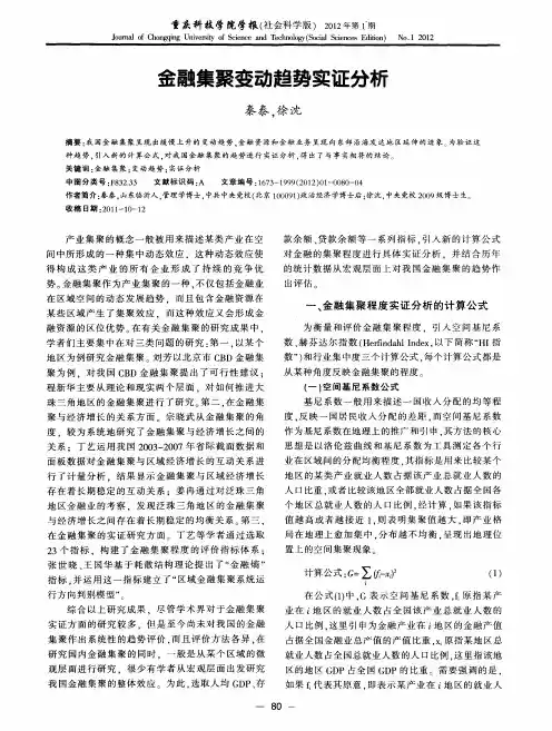 金融集聚变动趋势实证分析