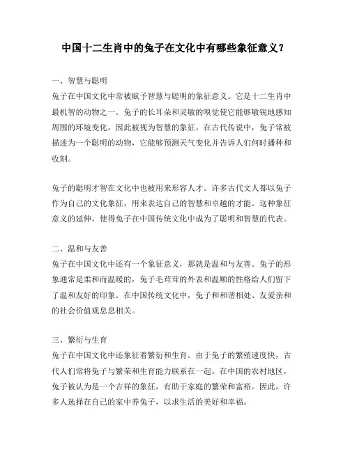 中国十二生肖中的兔子在文化中有哪些象征意义？