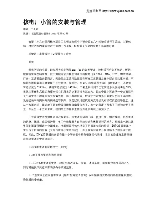 核电厂小管的安装与管理