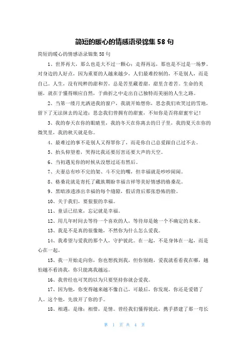 简短的暖心的情感语录锦集58句
