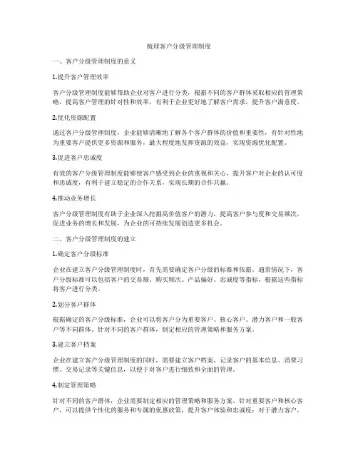 梳理客户分级管理制度